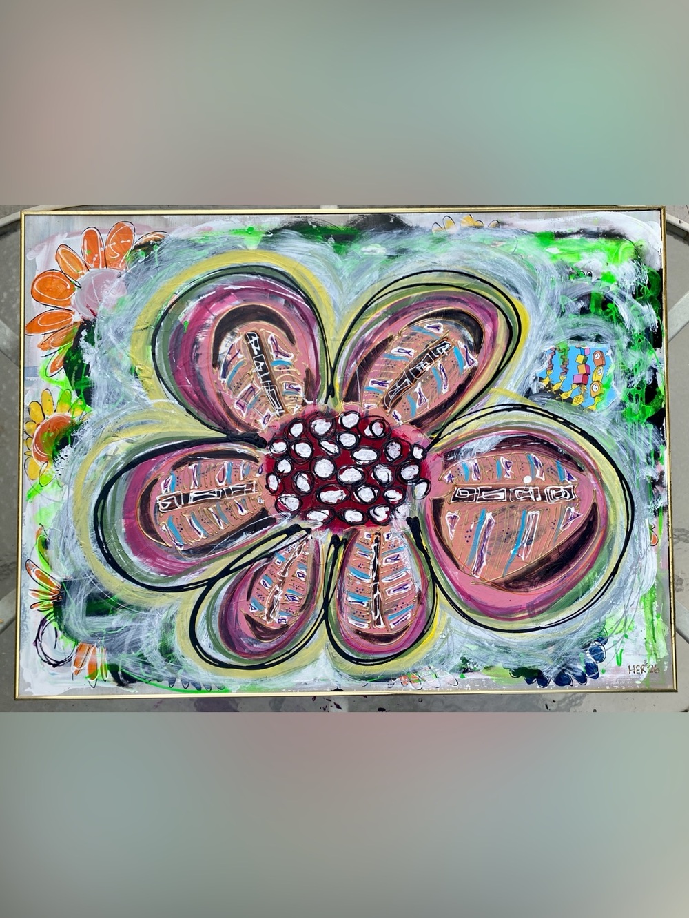 HANDMADE Original Abstract Modern Painting | 'von neumann's ladybug skeleton'